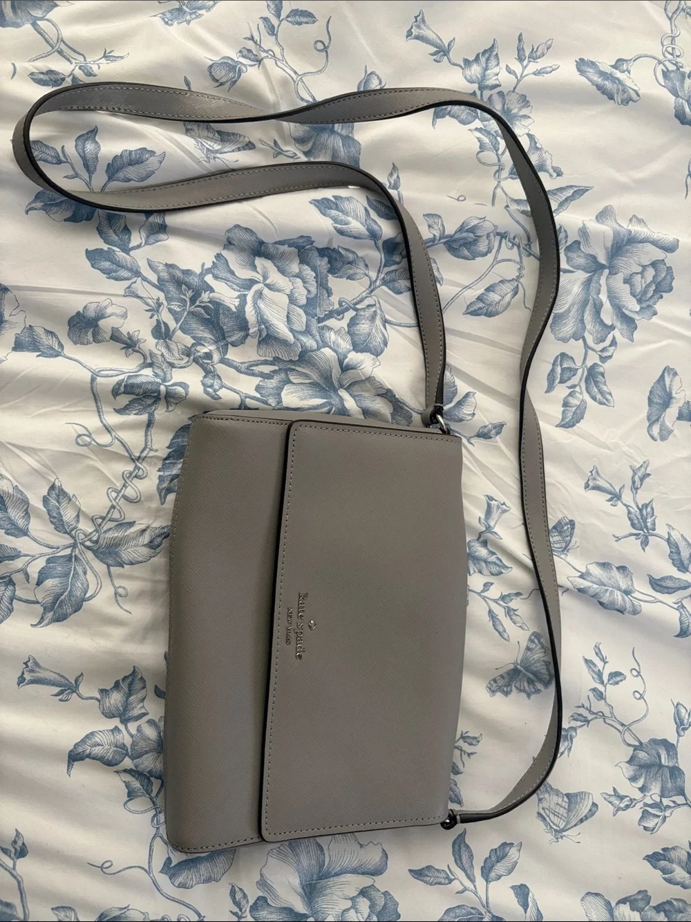 kate spade Gray Saffiano Leather Crossbody Bag